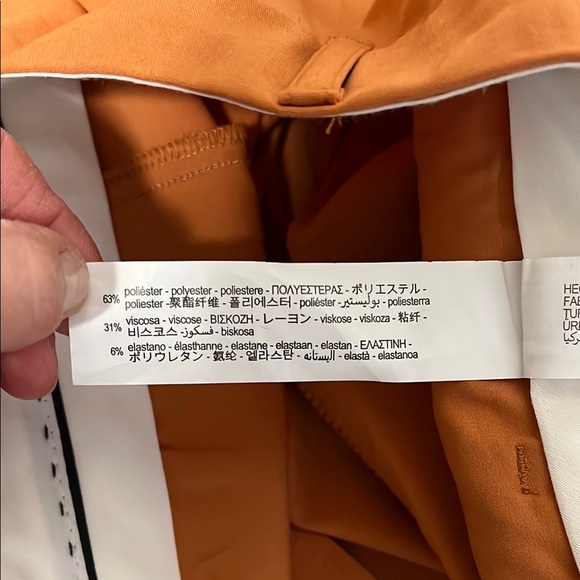 ZARA NWOT Orange Wide Leg Pleated Trouser Pants, Size L - Picture 11 of 12